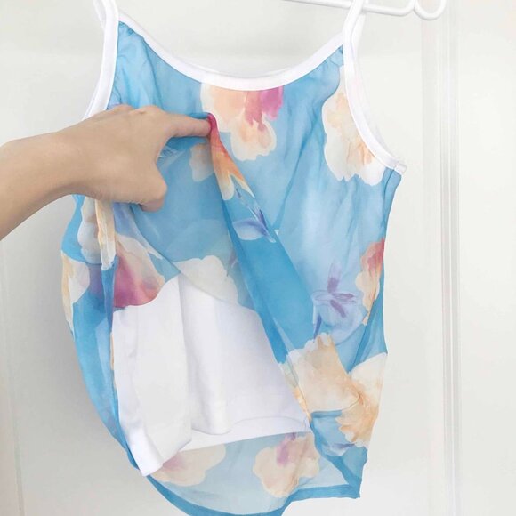 Y2K floral mesh cami top in baby blue - Picture 4 of 5